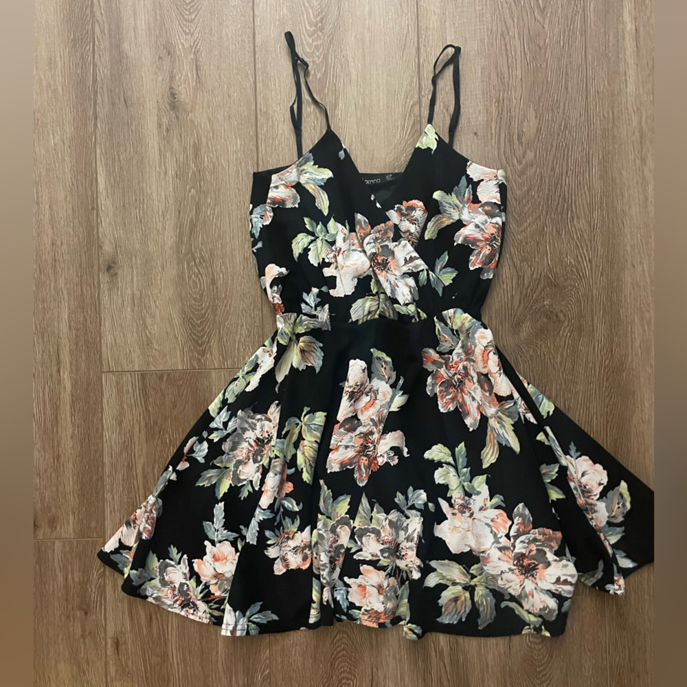 BOOHOO floral multi-color fit and flare dress